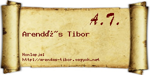 Arendás Tibor névjegykártya